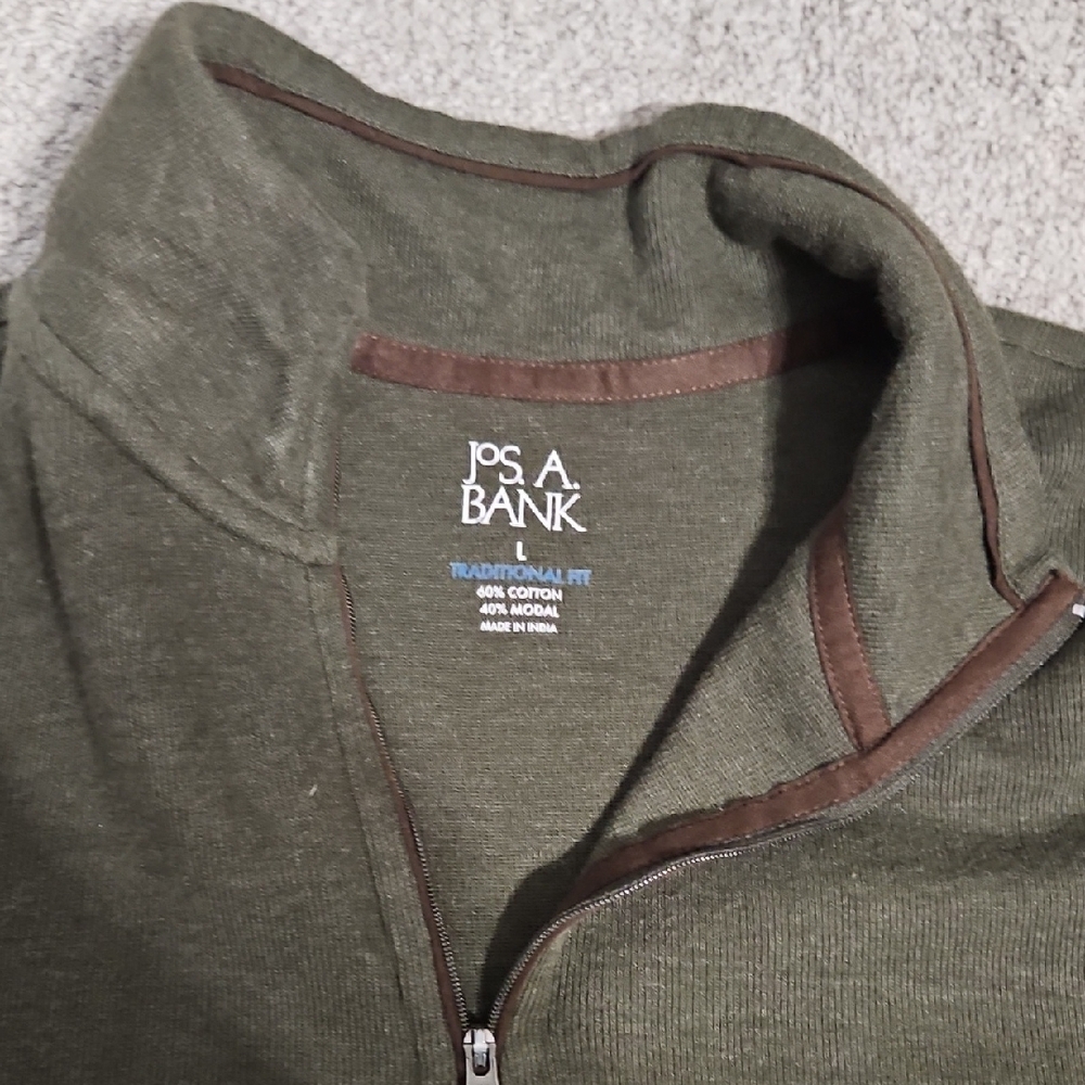 Jos. A. Bank Green Zip Up Sweater - Picture 2 of 4